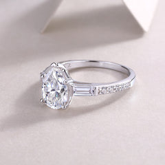 Pear-Shaped 2-Carat Moissanite Engagement Ring in White Gold-Plated Sterling Silver with GRA Certificate