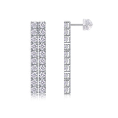 Moissanite Hoop Earrings with 40 Round Stones in Sterling Silver with GRA Certificate