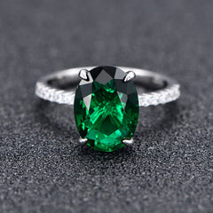 Accented Oval Cut Multi-Colored Simulated Gemstone Engagement Ring