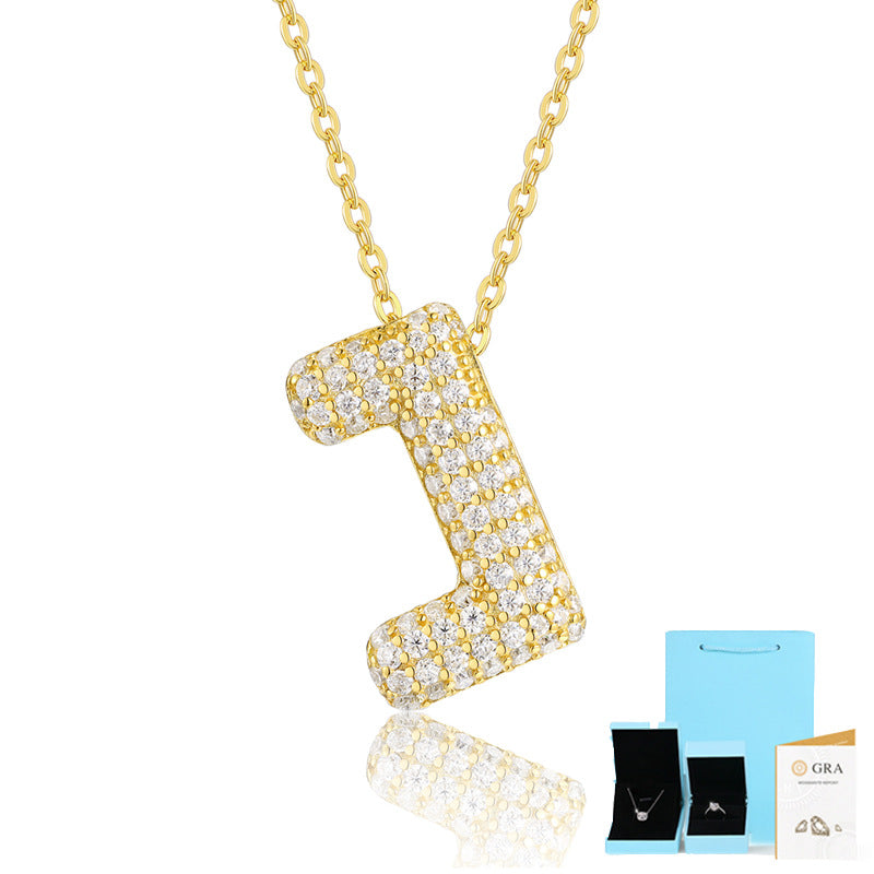 Moissanite Letter Pendant Necklace in 18K Gold Plated Sterling Silver with GRA Certificate