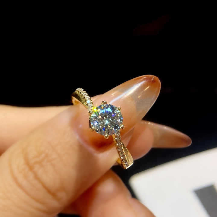 Classic Round Moissanite Engagement Ring in Sterling Silver with GRA Certificate