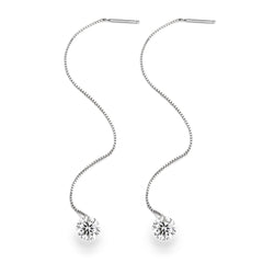 2-Carat Moissanite Threader Earrings in Sterling Silver with GRA Certificate