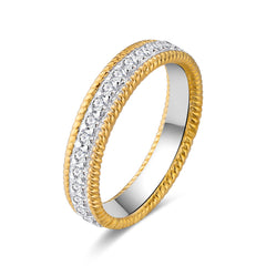 Simulated Diamond Round Wedding Band in 18K Gold-Plated Sterling Silver