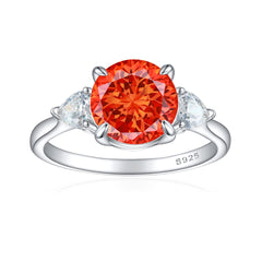 2.0-Carat Round Cut Simulated Multi-Color Diamond Engagement Ring with Three-Stone Setting