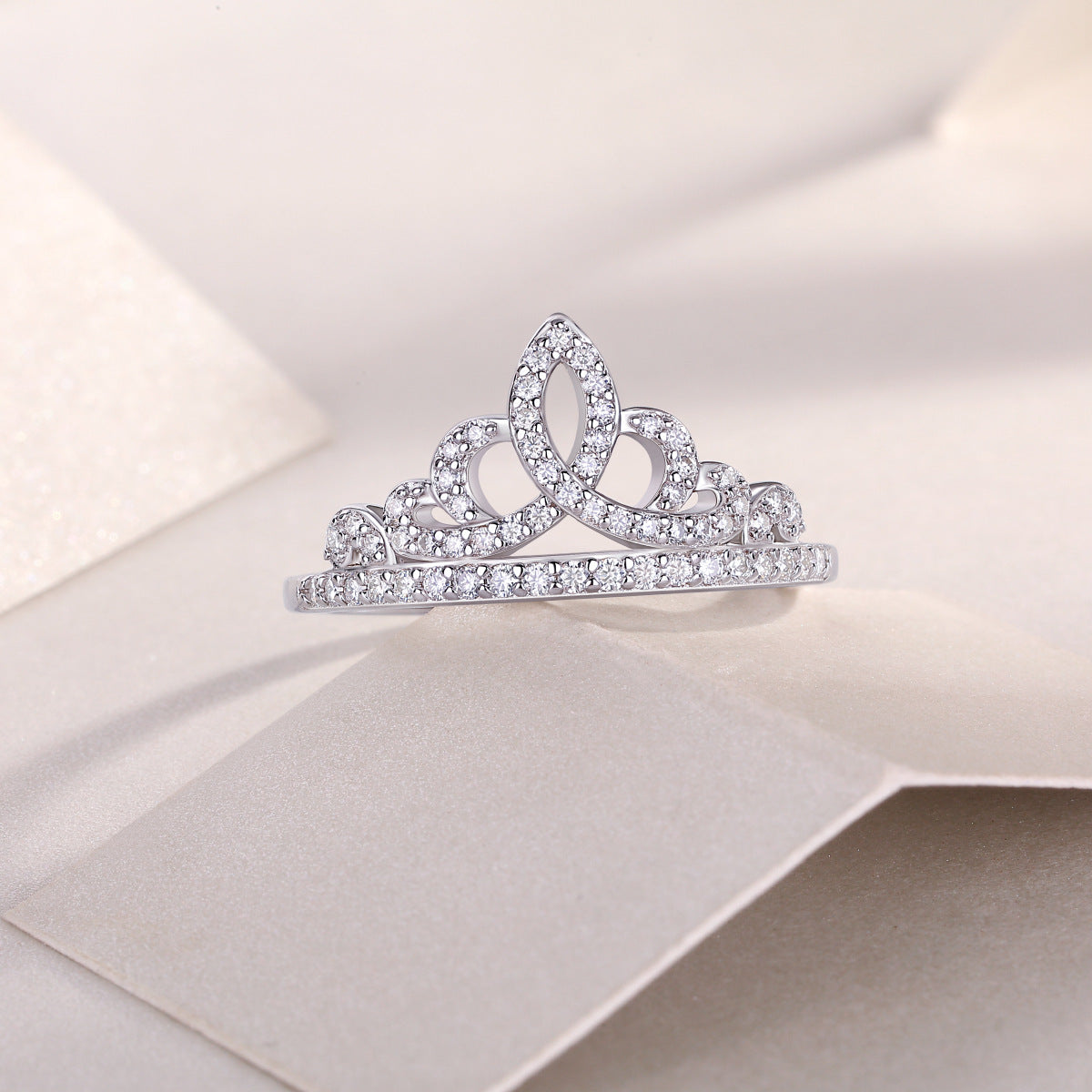 Round Moissanite Luxury Paved Wedding Band in Sterling Silver with GRA Certificate