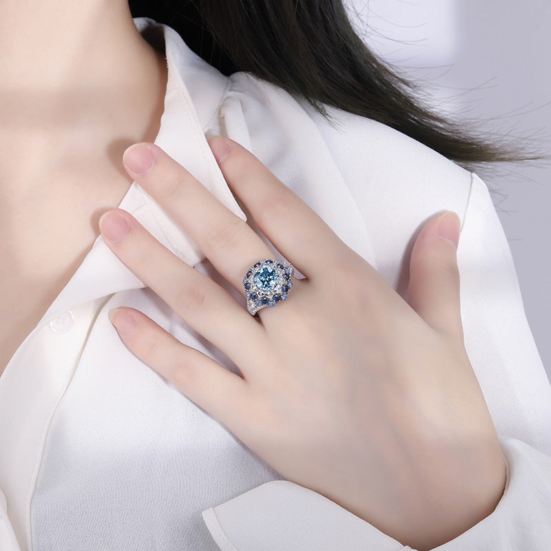 2.0-Carat 8mm Cushion Cut Simulated Aquamarine Engagement Ring