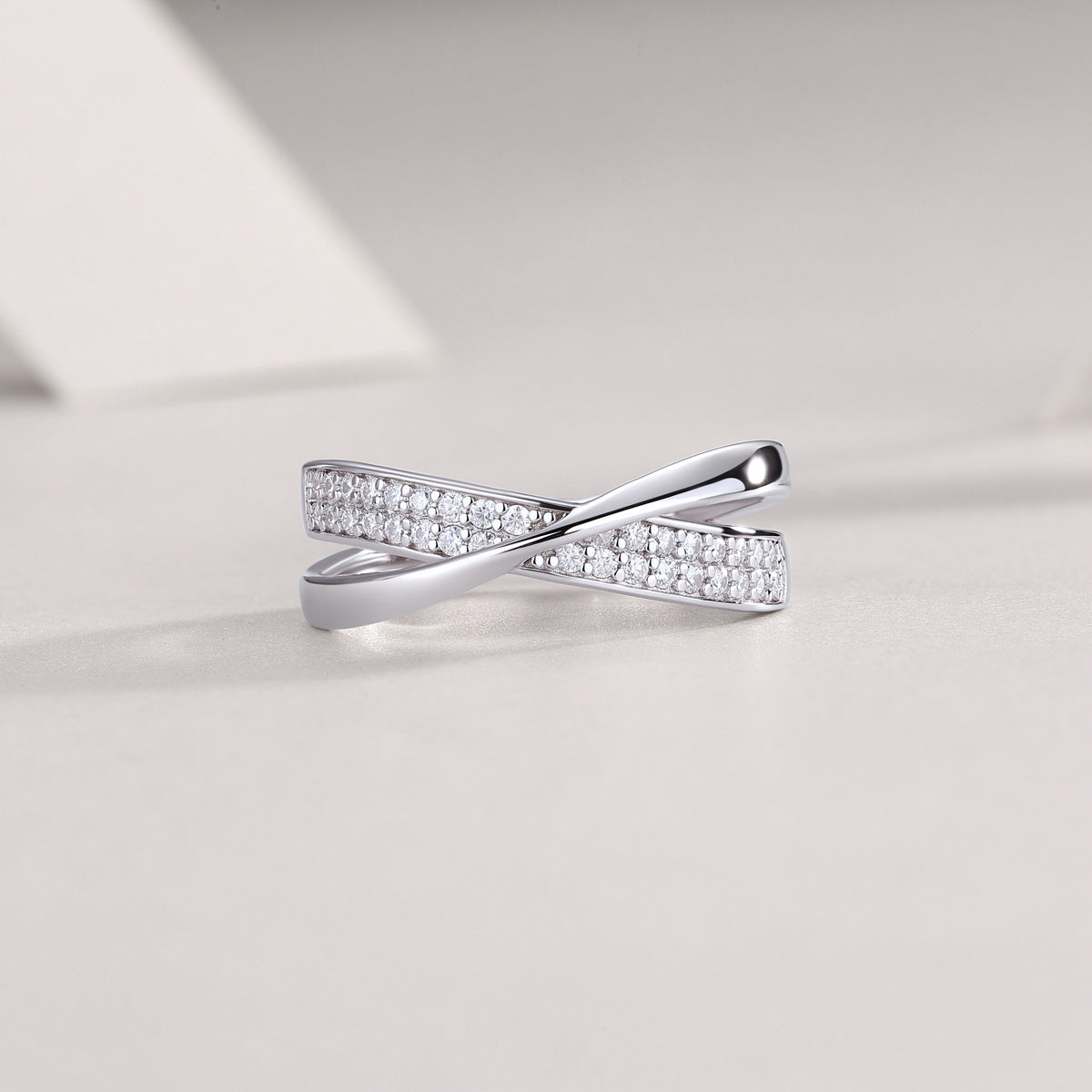 Round Moissanite Eternity Band in Sterling Silver with Classic Paved Design with GRA Certificate