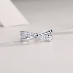 Round Moissanite Eternity Band in Sterling Silver with Classic Paved Design with GRA Certificate