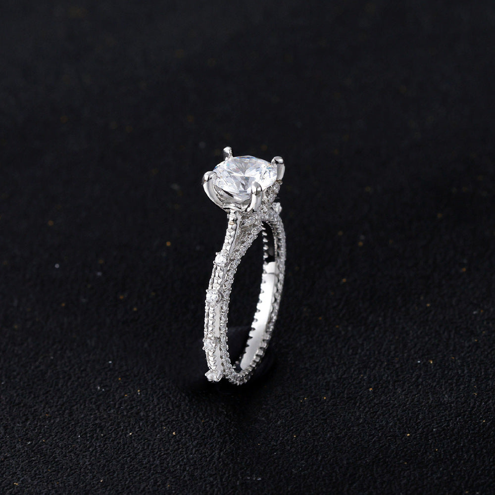 4 Prong 1.2-Carat Round Cut Colorless Simulated Diamond Engagement Ring