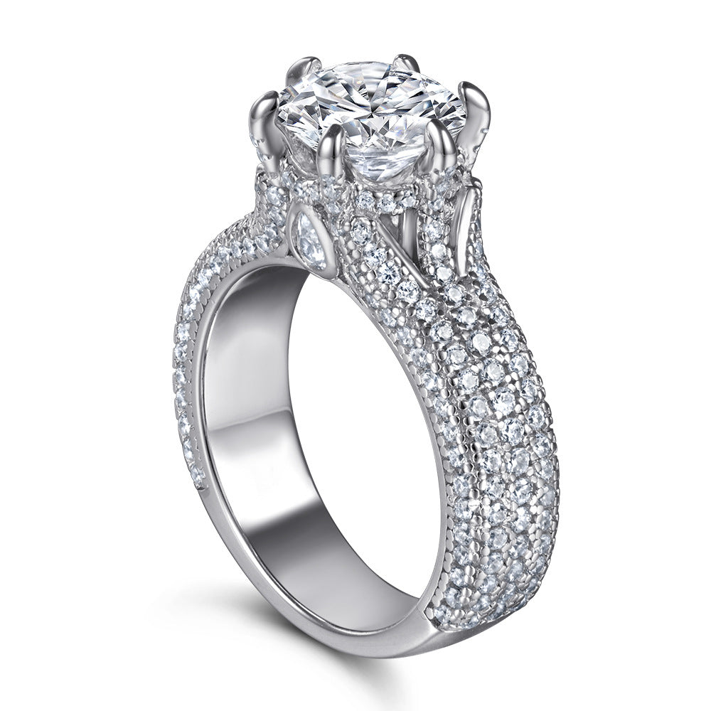 2.0-Carat Round Cut Simulated Diamond Engagement Ring in White Gold-Plated Sterling Silver