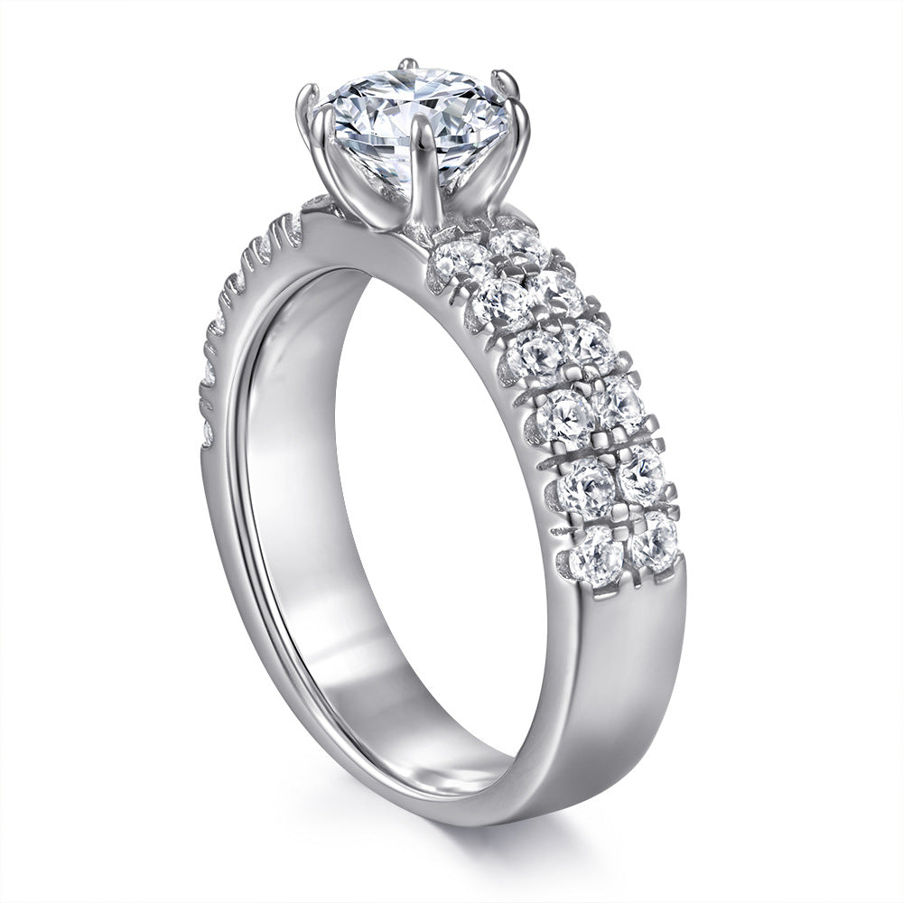 1.0-Carat Round Cut Simulated Diamond Engagement Ring with 6-Prong Setting