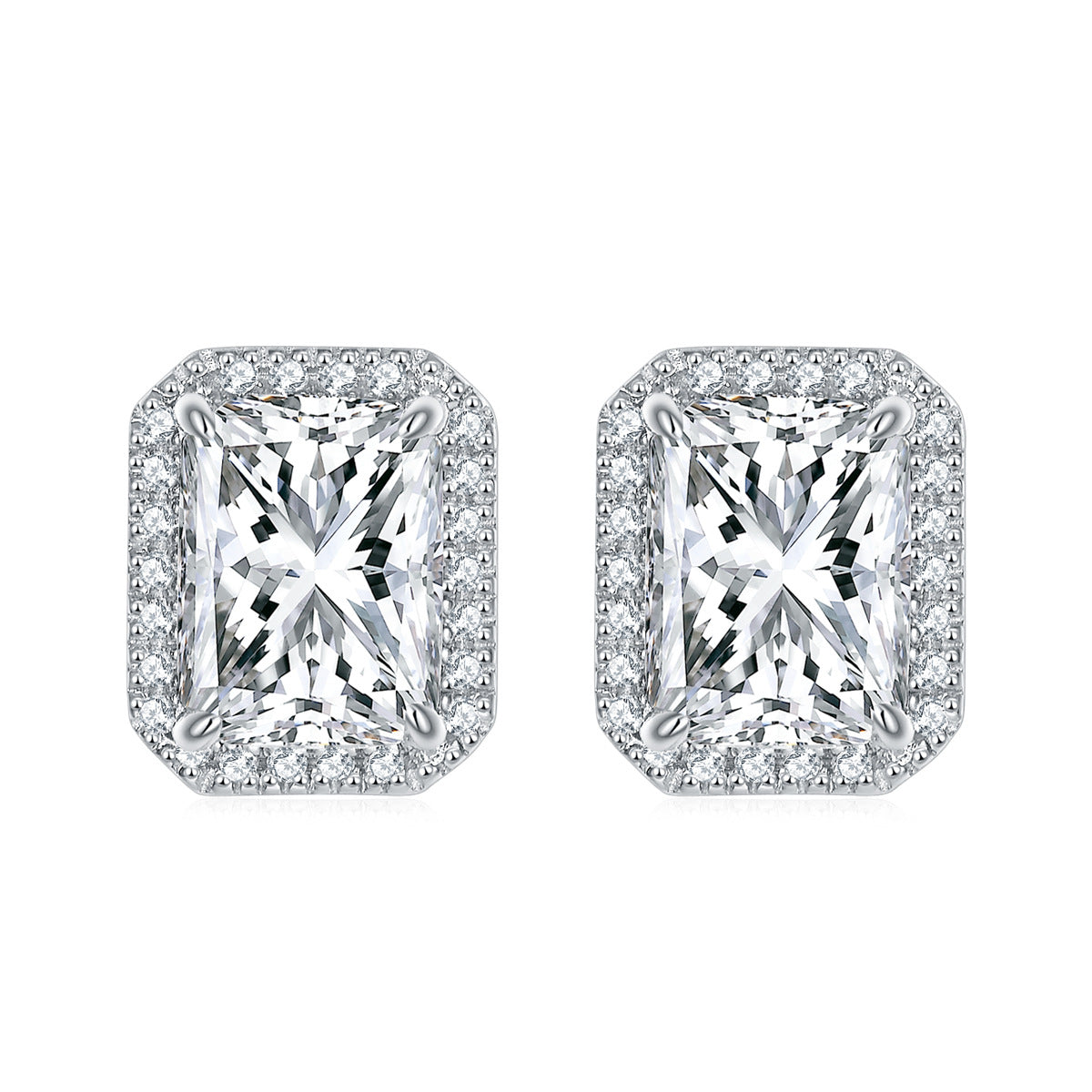 Radiant Cut Simulated Diamond Jewelry Set in Sterling Silver with White Gold Plating