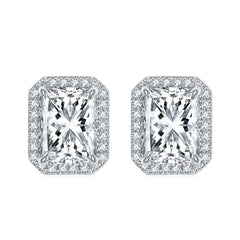 Radiant Cut Simulated Diamond Jewelry Set in Sterling Silver with White Gold Plating