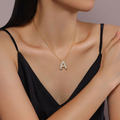 Moissanite Letter Pendant Necklace in 18K Gold Plated Sterling Silver with GRA Certificate