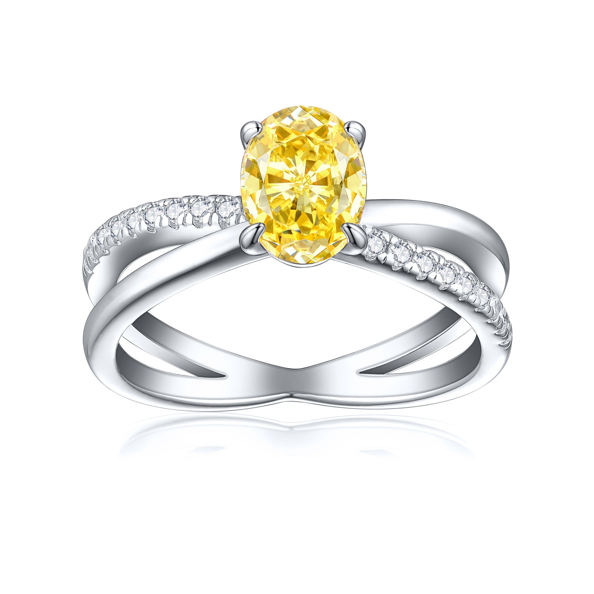 1.5-Carat Oval Cut Simulated Diamond Engagement Ring with Accents and 4-Prong Setting