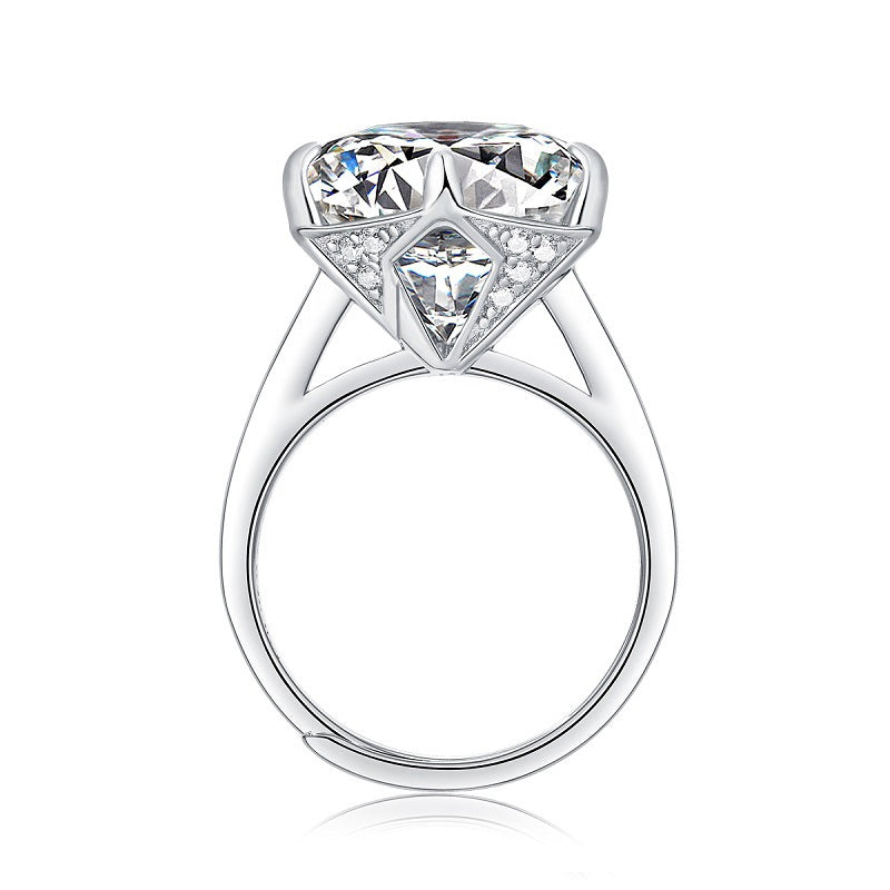 10-Carat Moissanite Statement Ring in Sterling Silver with Adjustable Band with GRA Certificate