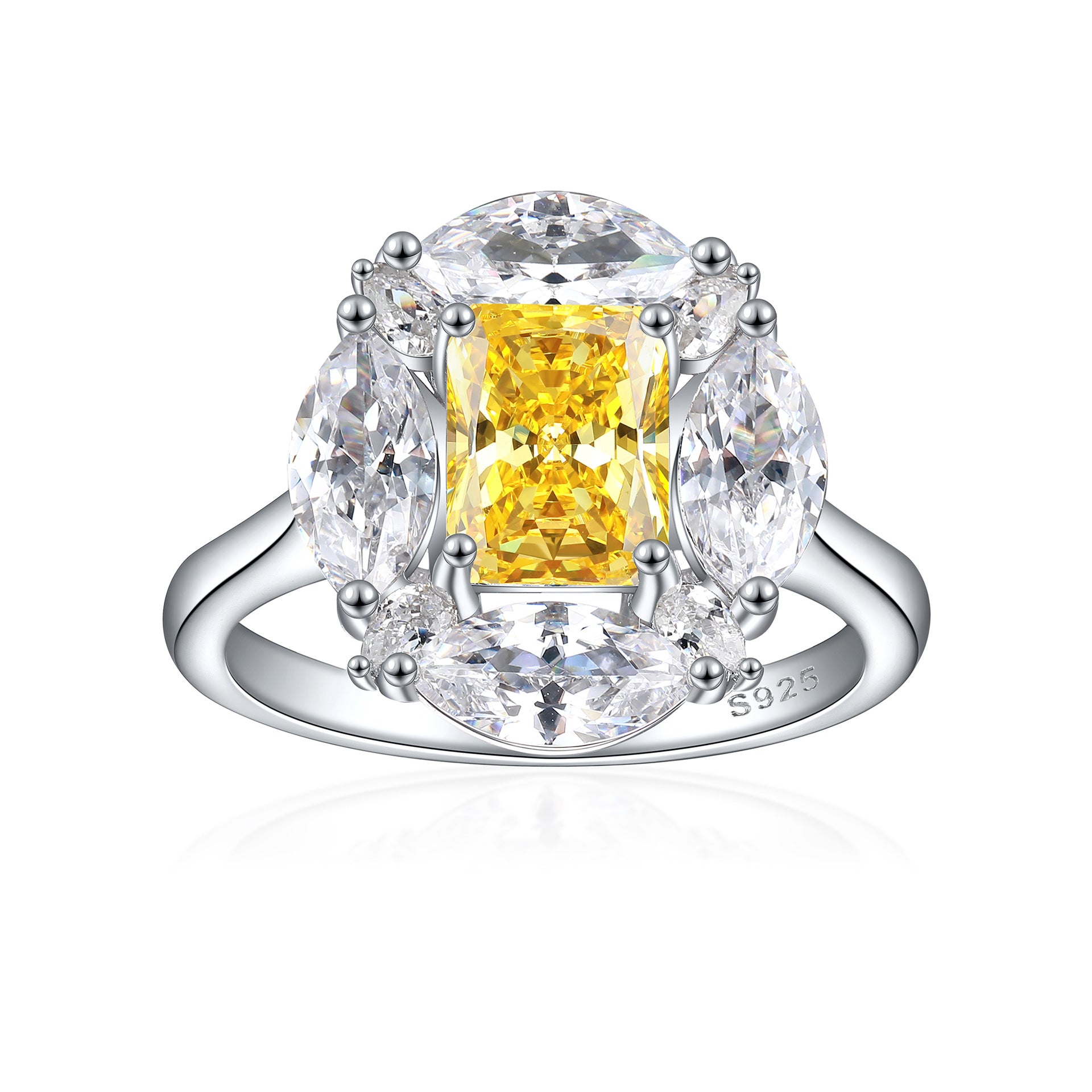 1.5-Carat Radiant Cut Simulated Diamond Engagement Ring with 4-Prong Setting