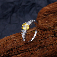 1.5-Carat Oval Cut Yellow Simulated Diamond Engagement Ring