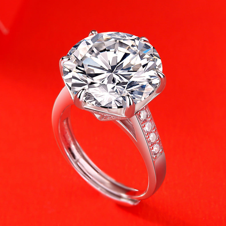 10-Carat Moissanite Statement Ring in Sterling Silver with Adjustable Band with GRA Certificate