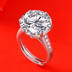 10-Carat Moissanite Statement Ring in Sterling Silver with Adjustable Band with GRA Certificate