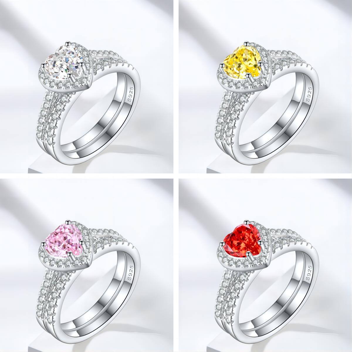 1.0-Carat Heart Cut Simulated Diamond Wedding Set with Accents & Halo Design
