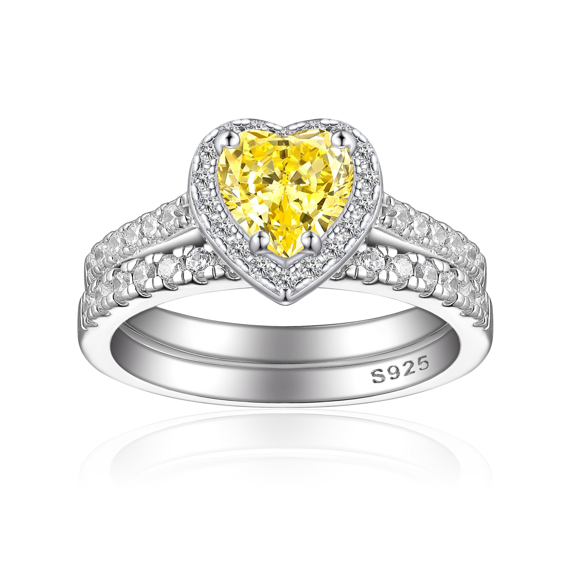 1.0-Carat Heart Cut Simulated Diamond Wedding Set with Accents & Halo Design