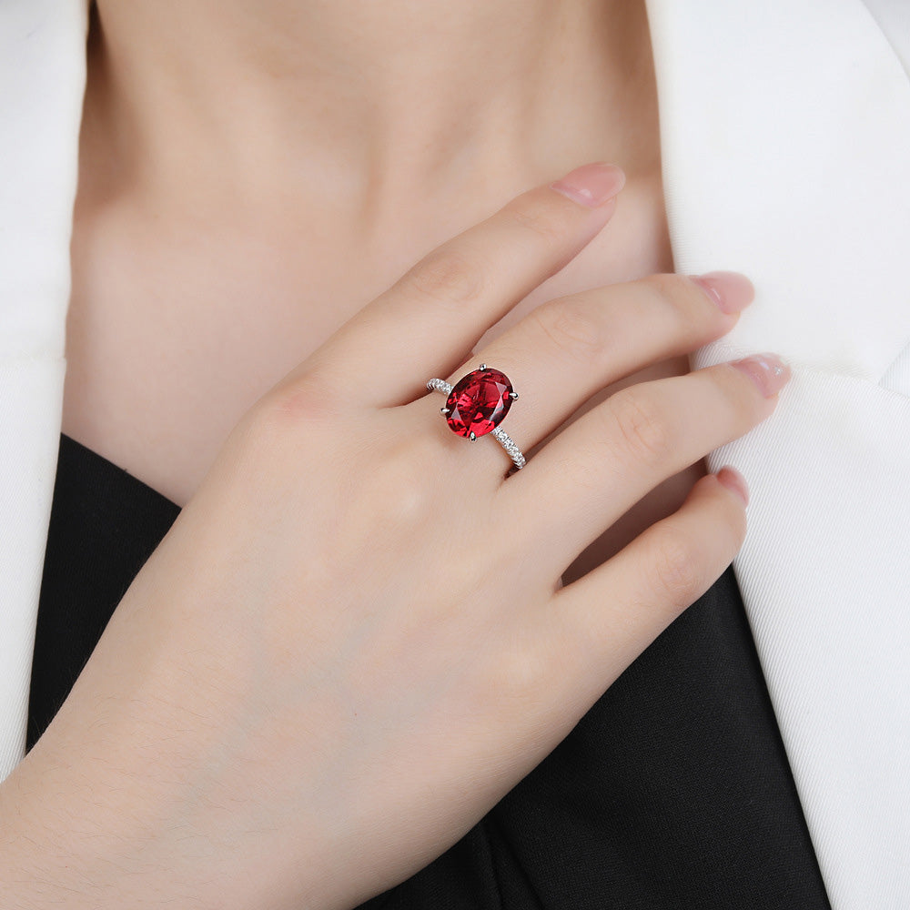 Accented Oval Cut Multi-Colored Simulated Gemstone Engagement Ring