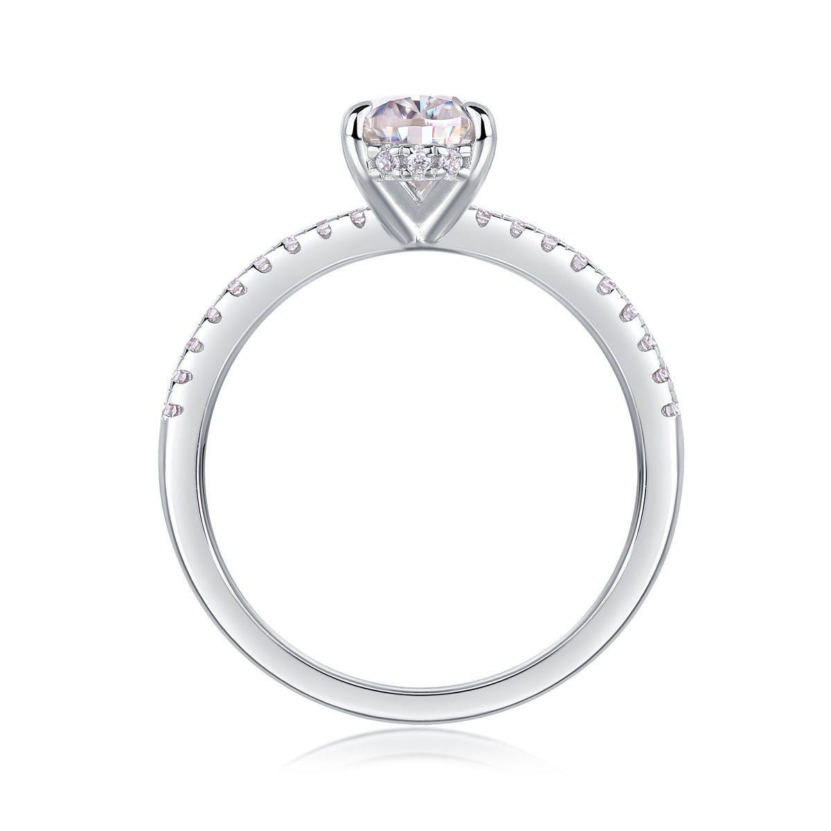 1-Carat Pear-Shaped Moissanite Engagement Ring in White Gold-Plated Sterling Silver with GRA Certificate