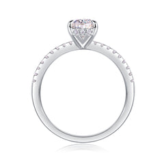 1-Carat Pear-Shaped Moissanite Engagement Ring in White Gold-Plated Sterling Silver with GRA Certificate