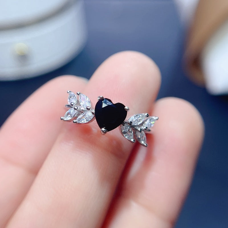 Spinel Heart Cut Engagement Ring in Sterling Silver with White Gold Plating