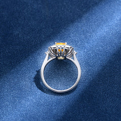 1.5-Carat Emerald Cut Simulated Yellow and Colorless Diamond Engagement Ring with 4-Prong Setting