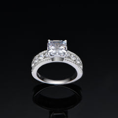 2.0-Carat Asscher Cut Colorless Simulated Diamond Engagement Ring