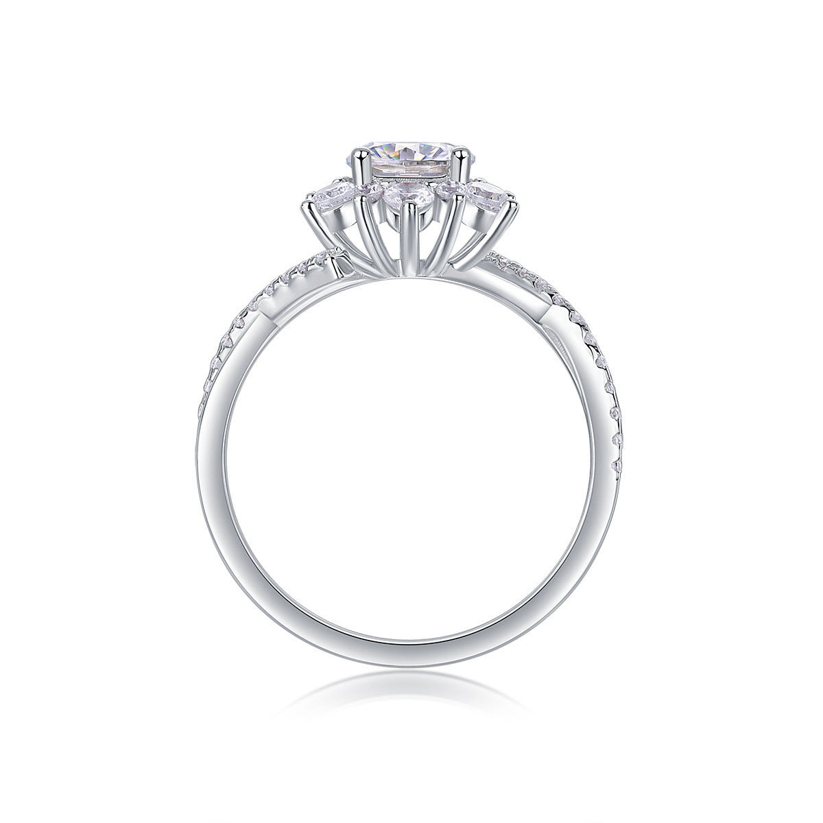 1-Carat Round Moissanite Six-Prong Engagement Ring in Sterling Silver with GRA Certificate