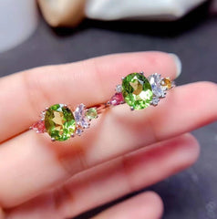 Peridot, Tourmaline, and Citrine Multi-Stone Engagement Ring in Sterling Silver