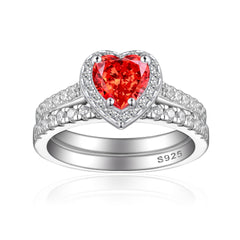 1.0-Carat Heart Cut Simulated Diamond Wedding Set with Accents & Halo Design