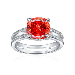 3.5-Carat Cushion Cut Simulated Diamond Engagement Ring with Accents in Multi Colors