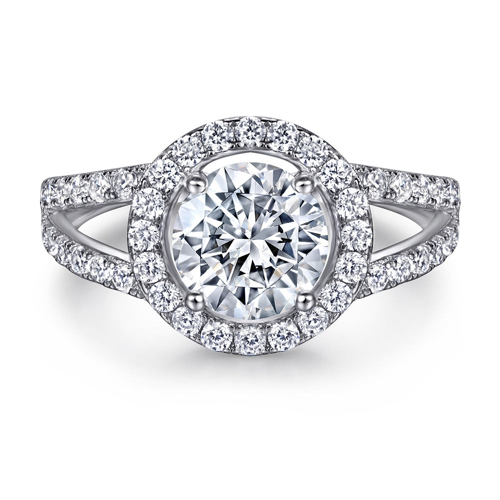 1.5-Carat Round Cut Simulated Diamond Halo Wedding Set in White Gold-Plated Sterling Silver