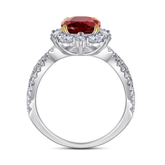 2.0-Carat Oval Cut Simulated Ruby Engagement Ring with 4-Prong Setting