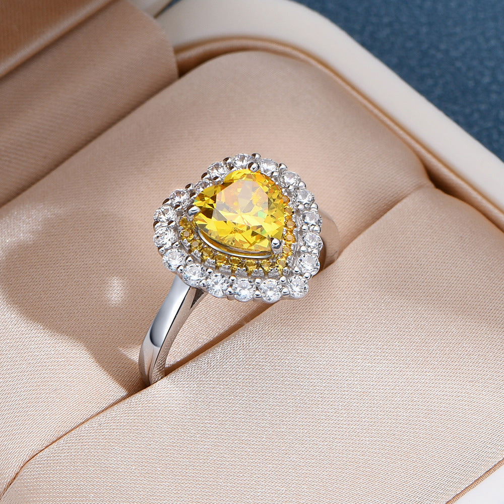 Heart-Cut Pink and Yellow Simulated Diamond Jewelry Set in Sterling Silver
