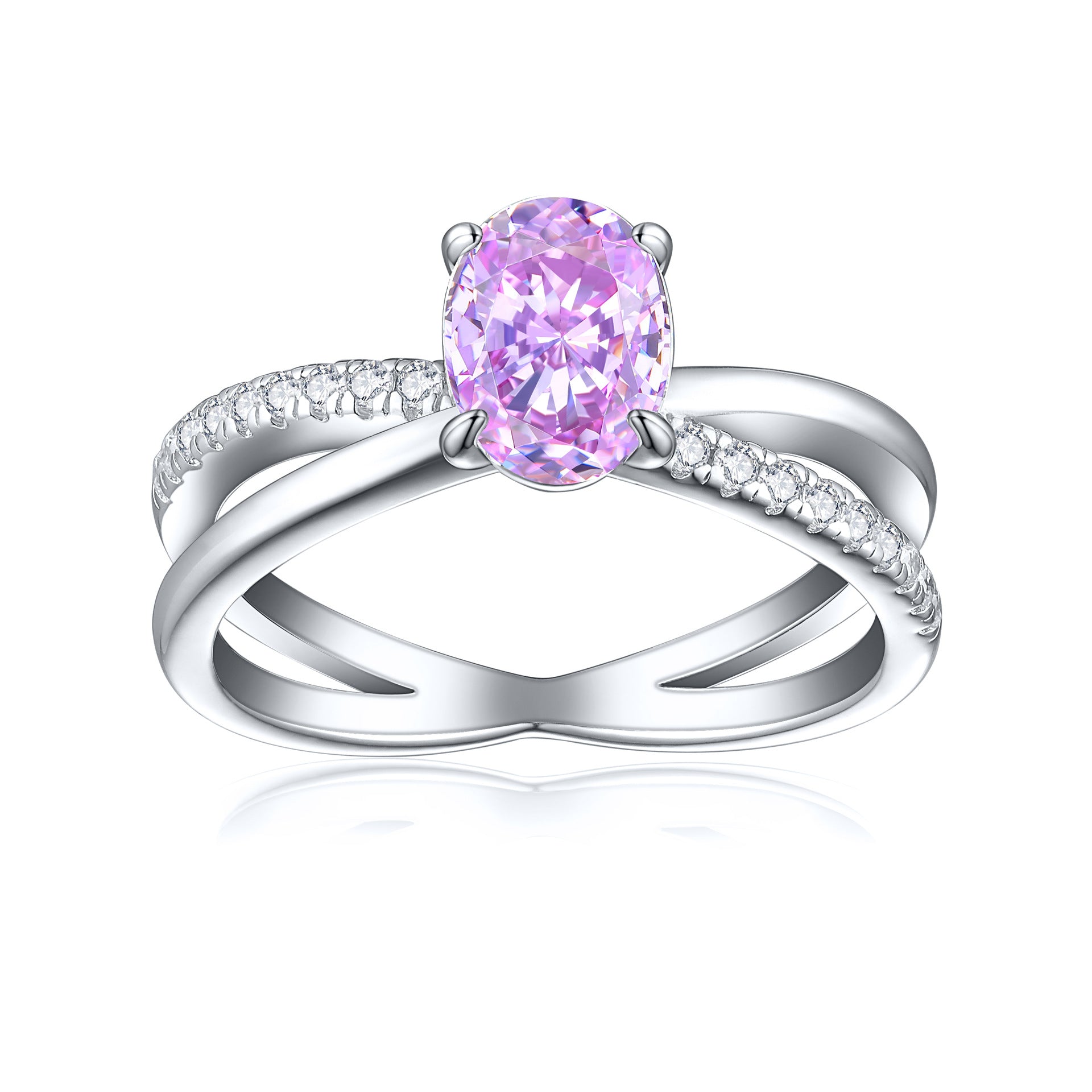 1.5-Carat Oval Cut Simulated Diamond Engagement Ring with Accents and 4-Prong Setting