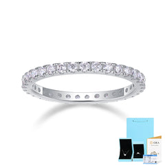 Moissanite Eternity Wedding Band in Sterling Silver with GRA Certificate