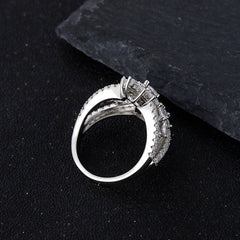 Unique Marquise Cut Simulated Colorless Diamond Engagement Ring