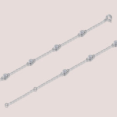 Moissanite Bubble Bracelet in Sterling Silver with White Gold Plating with GRA Certificate