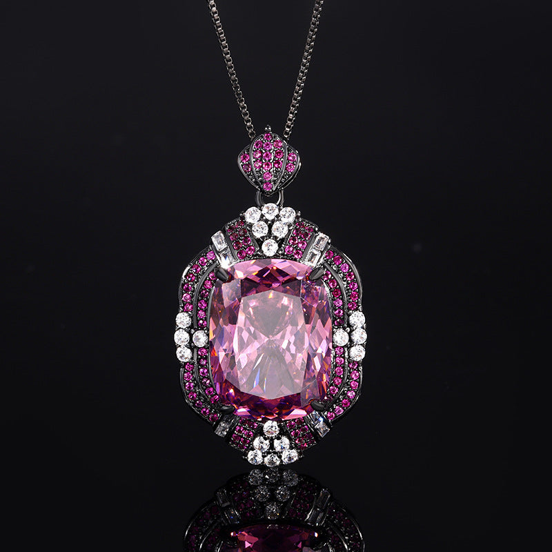 Vintage Radiant-Cut Simulated Gemstone Jewelry Set in Black Gold-Plated Copper