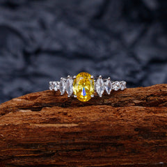 1.5-Carat Oval Cut Yellow Simulated Diamond Engagement Ring