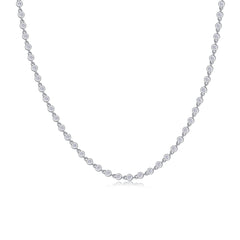 Moissanite Tennis Necklace in Sterling Silver with White Gold Plating with GRA Certificate
