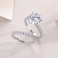 5-Carat Round Moissanite Wedding Set in Sterling Silver with GRA Certificate