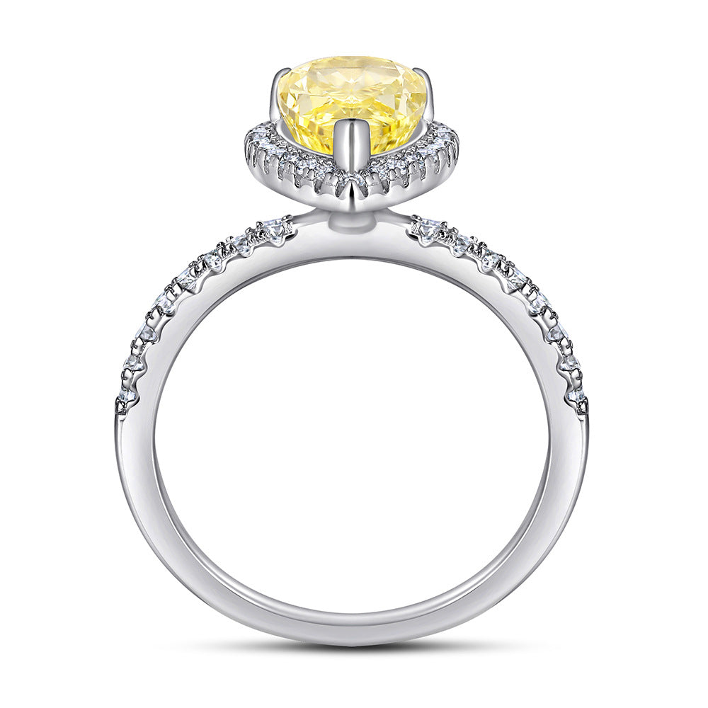 Halo, Accents 3.0-Carat Pear Cut Yellow Simulated Diamond Engagement Ring