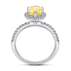 Halo, Accents 3.0-Carat Pear Cut Yellow Simulated Diamond Engagement Ring