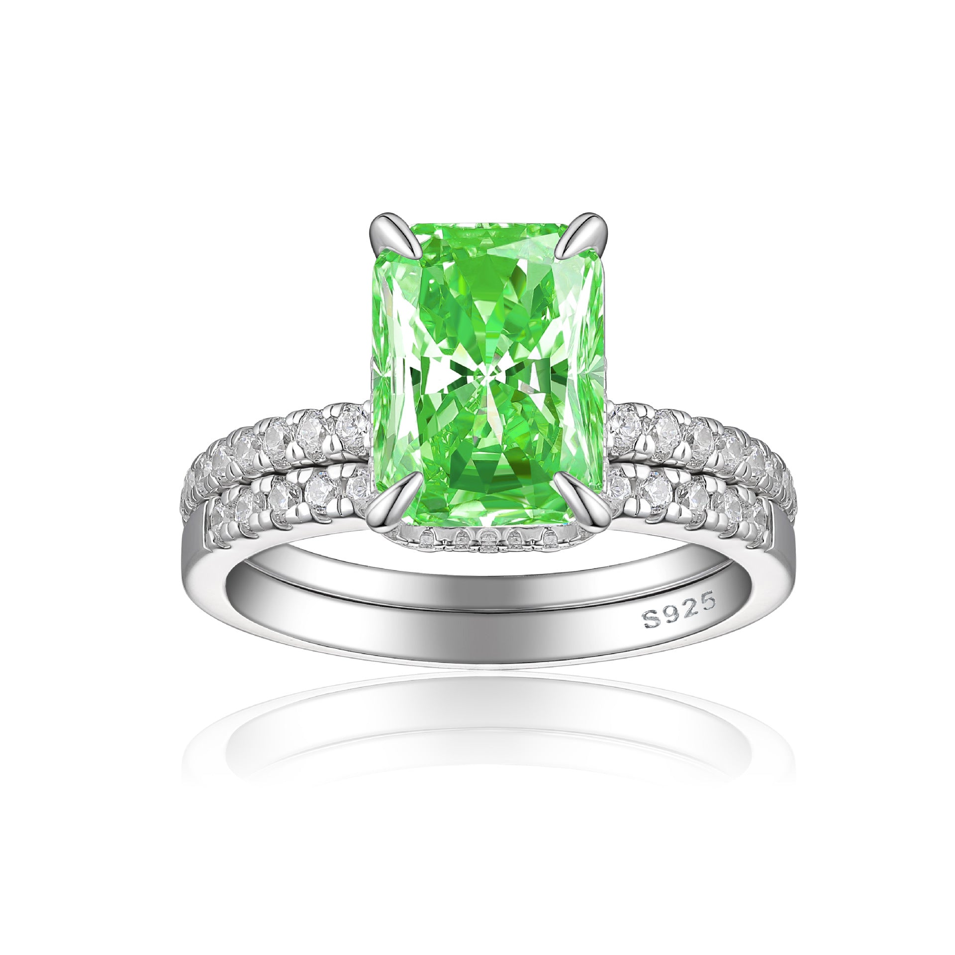 4.0-Carat Radiant Cut Simulated Diamond Wedding Set with Accents